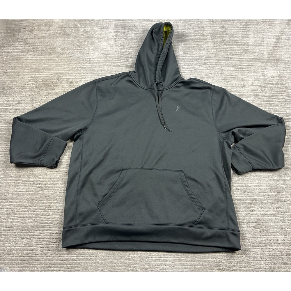 Old Navy Active Hoodie Mens XXL Black Gray Long Sleeve Dri Fabric Pockets